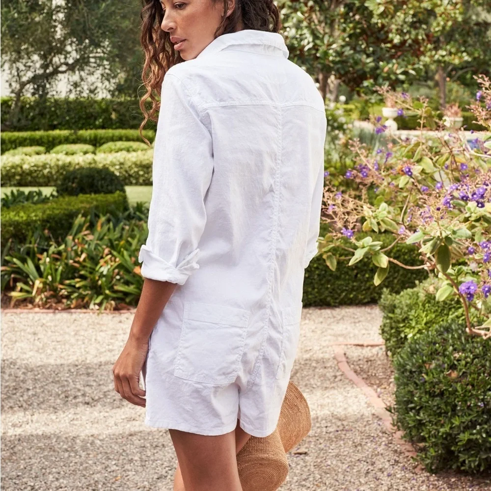 Frank & Eileen Ireland White Long Sleeve Romper with Pockets - Picture 2 of 8